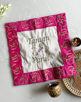 Offwhite personalised and hot pink om thali cover