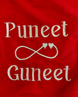 Red Personalised infinity Karwachauth square thali cover