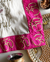 Offwhite personalised and hot pink om thali cover