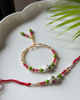 Floral Couple Rakhi Set