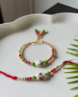 Floral Couple Rakhi Set