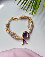 Personalised Golden Pearl Polki Charm Rakhi/Bracelet