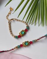 Royal Kundan Couple Rakhi Set