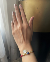 Maroon Evil Eye & Personalised Charm Thread Rakhi