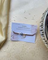 Beige Evil Eye & Personalised Charm Thread Rakhi