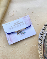 Blue Thread Unicorn with Golden Initial Rakhi