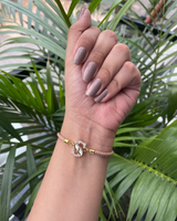 Beige Thread personalised Kundan Rakhi