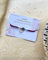 Maroon Evil Eye & Personalised Charm Thread Rakhi