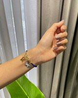 Blue Thread Unicorn with Golden Initial Rakhi