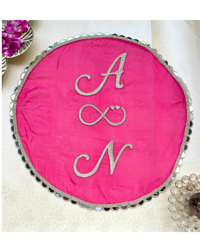 Personalised infinity mirror Karwachauth thali cover