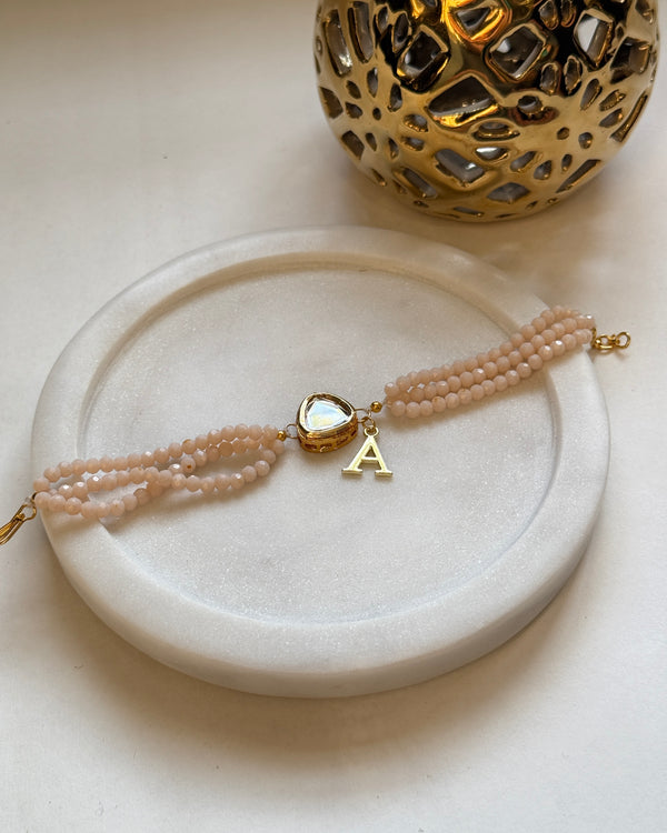 Personalised Peach Polki Charm Rakhi/Bracelet