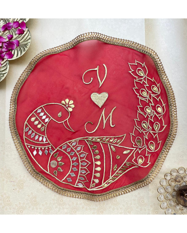 Personalised peacock karwachauth thali cover
