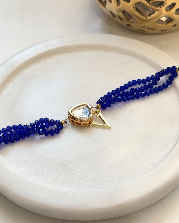 Personalised Royal Blue Polki Charm Rakhi/Bracelet