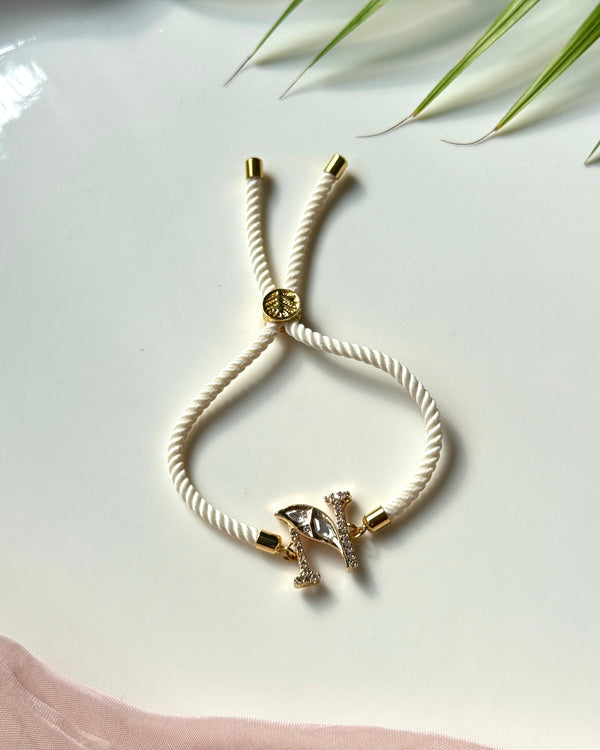 Off White Thread personalised Kundan Rakhi