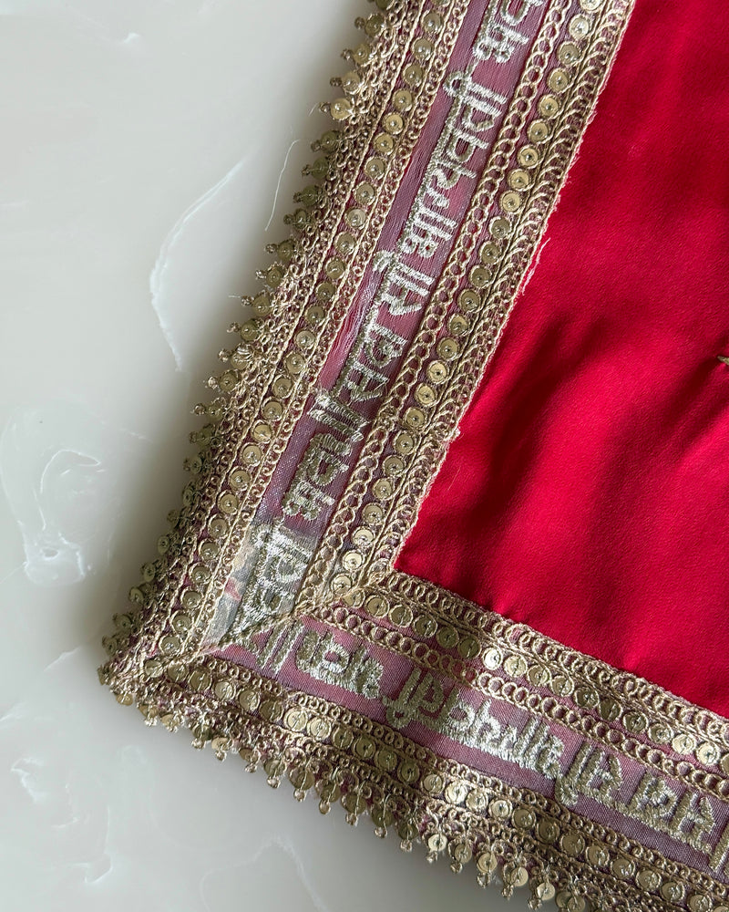 Off white and Red Personalised infinity Karwachauth square thali cover