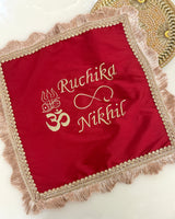 Personalised om and trishul square thali cover