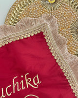 Personalised om and trishul square thali cover