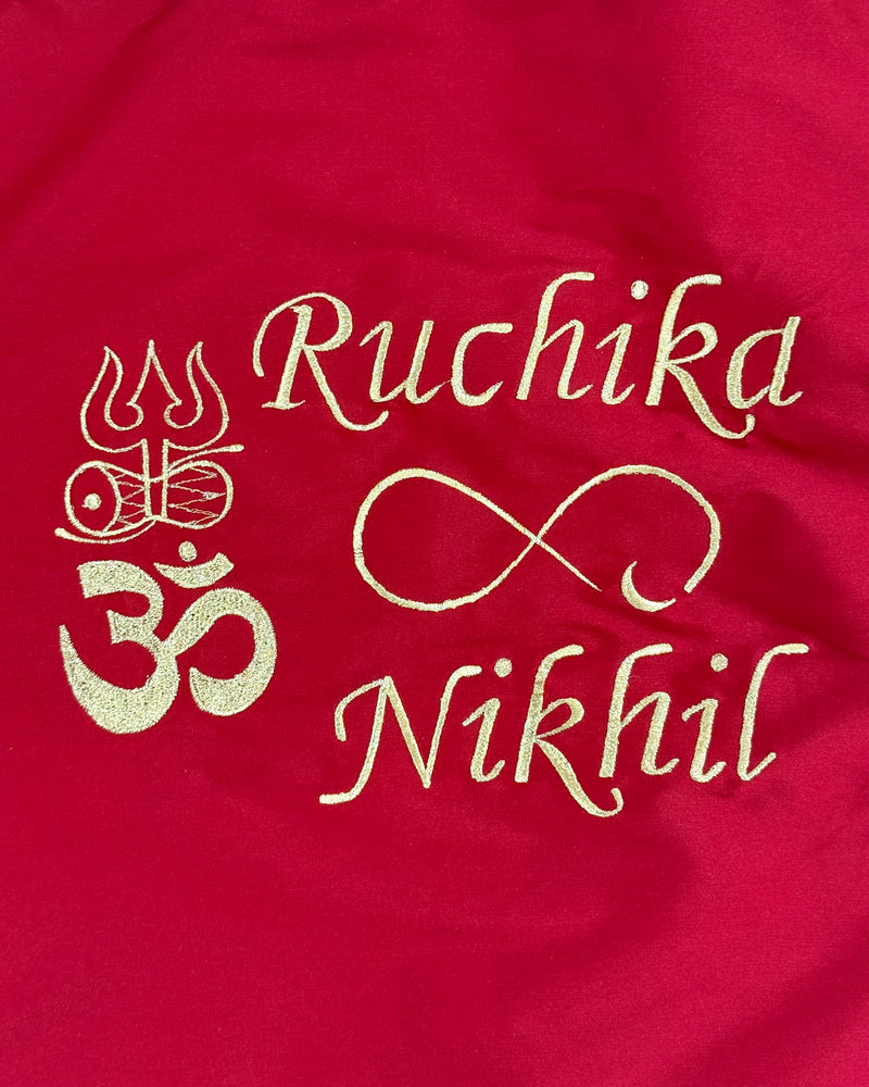 Personalised om and trishul square thali cover