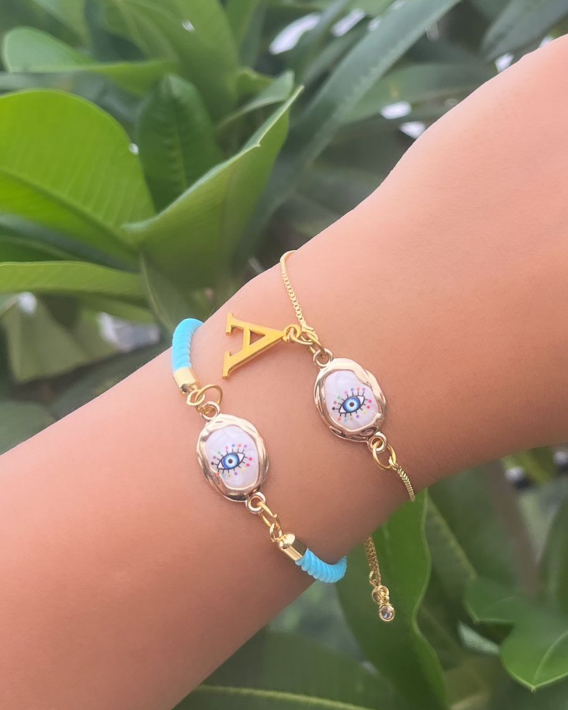 Personalised Light blue celestial Evil Eye Set