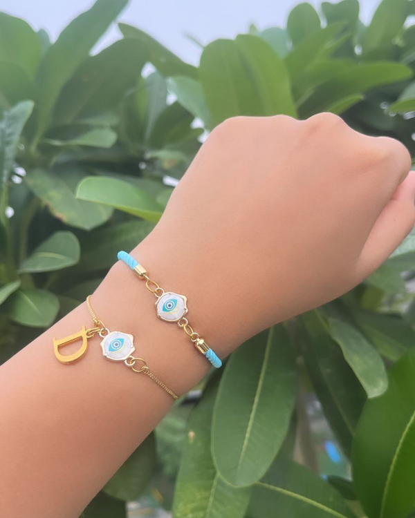 Personalised Light blue Azure Evil Eye Charm Set